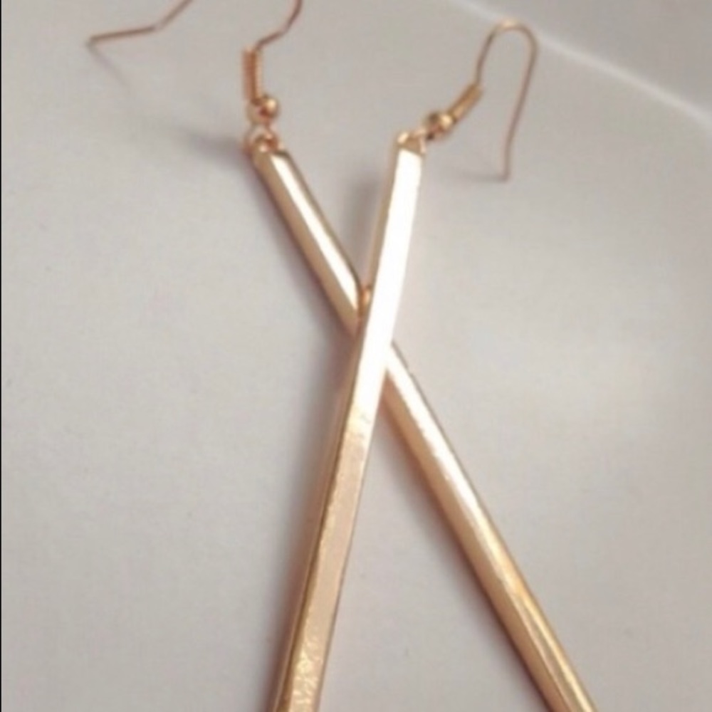 Modern minimalist gold bar earrings